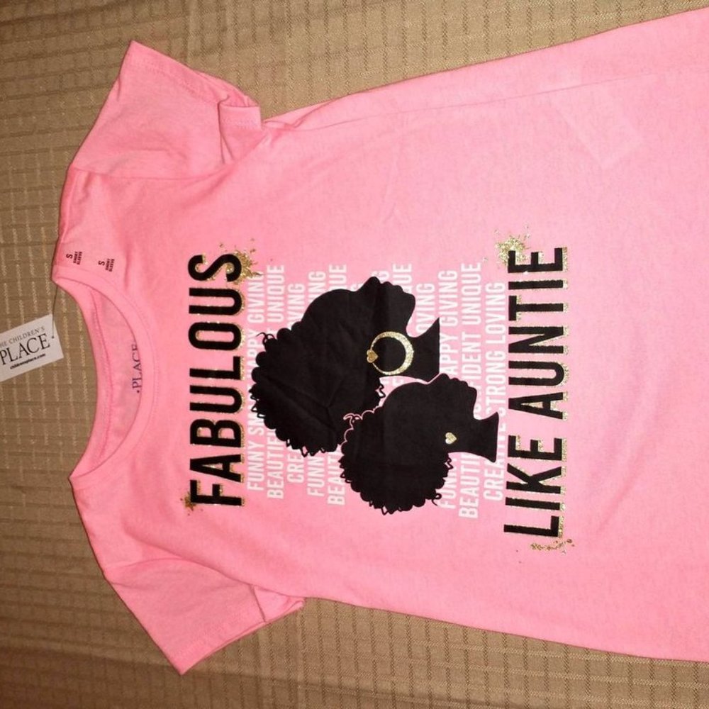 Children's Place girls shirt FABULOUS LIKE AUNTIE  sz S 5/6 K-201
